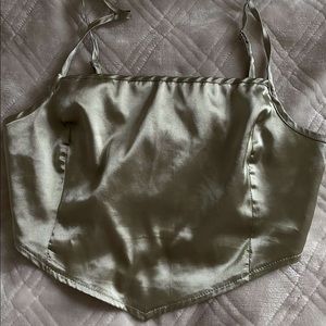 Sage green satin tank
